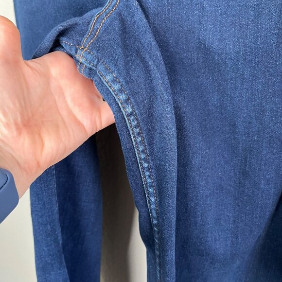 Maeve Anthropologie Wide-Leg Dark Wash Wide Leg Crop Jeans 31 raw hem - Picture 9 of 11